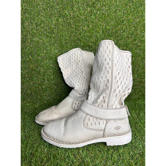 Ugg Shani‎ Perforated Leather Mid-Calf Slip On Boots 5.5 - Picture 3 of 13